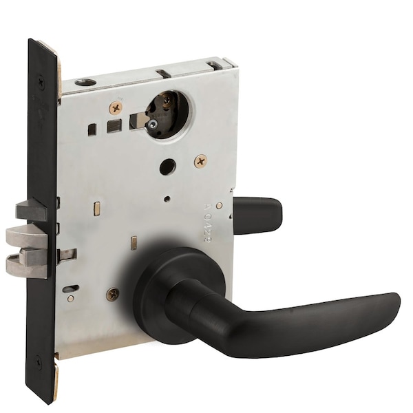 Schlage Grade 1 Storeroom Mortise Lock, Less Cylinder, 07 Lever, A Rose, Flat Black Coated Finish L9080L 07A 622 - main